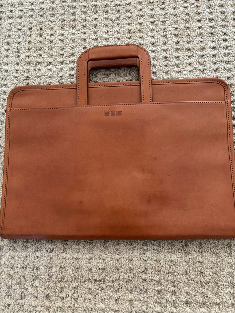 Hartmann Briefcase Tan Leather Top Handles